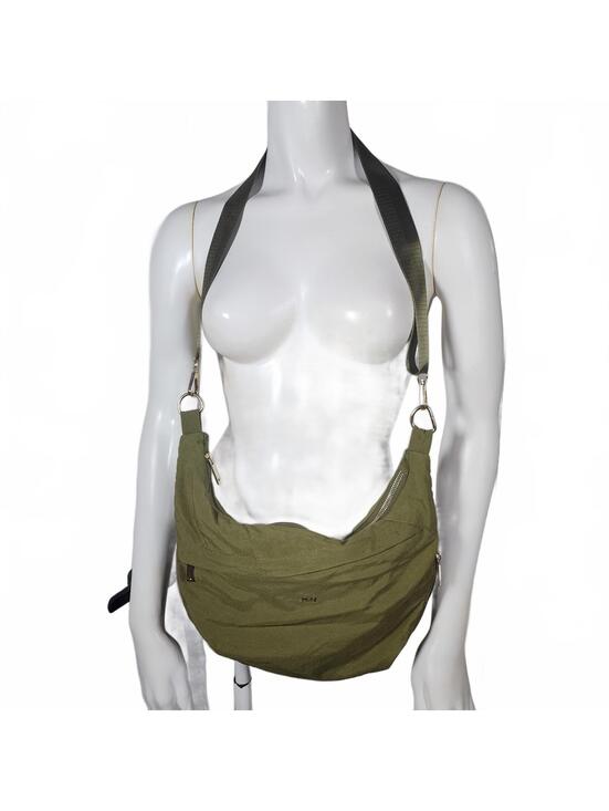 Kedzie Handbags - Kedzie Olive Green Crossbody Shoulder Bag with Leopard Print Lining